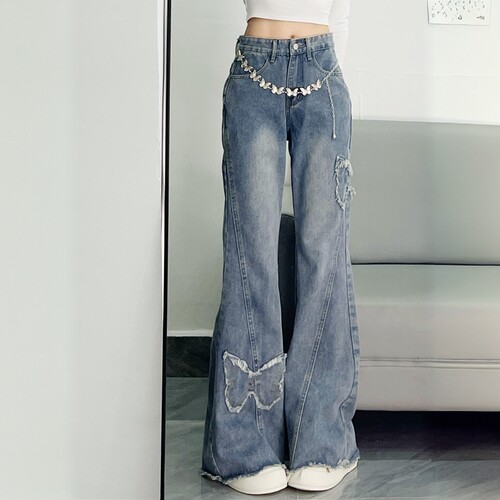 胖mm特大码女装复古辣妹牛仔裤女