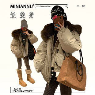 加厚工装 胖mm美式 派克服女2025独特超好看棉服外套 女装 300斤大码