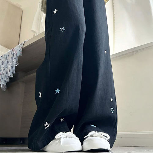 大码女装春装不贴腿显瘦阔腿裤女