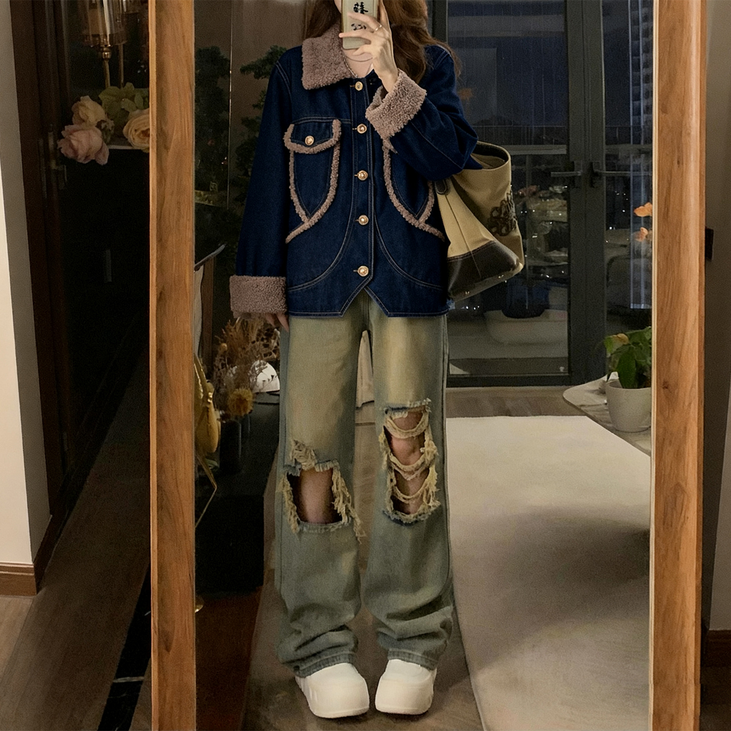 特大码复古休闲百搭保暖棉衣外套