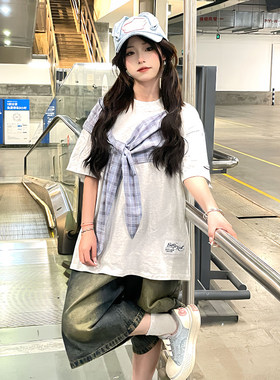 300斤特大码设计感小众百搭t恤女