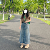 半裙a字裙 牛仔半身裙子遮肚子显瘦适合梨形身材 胖MM特大码 女装