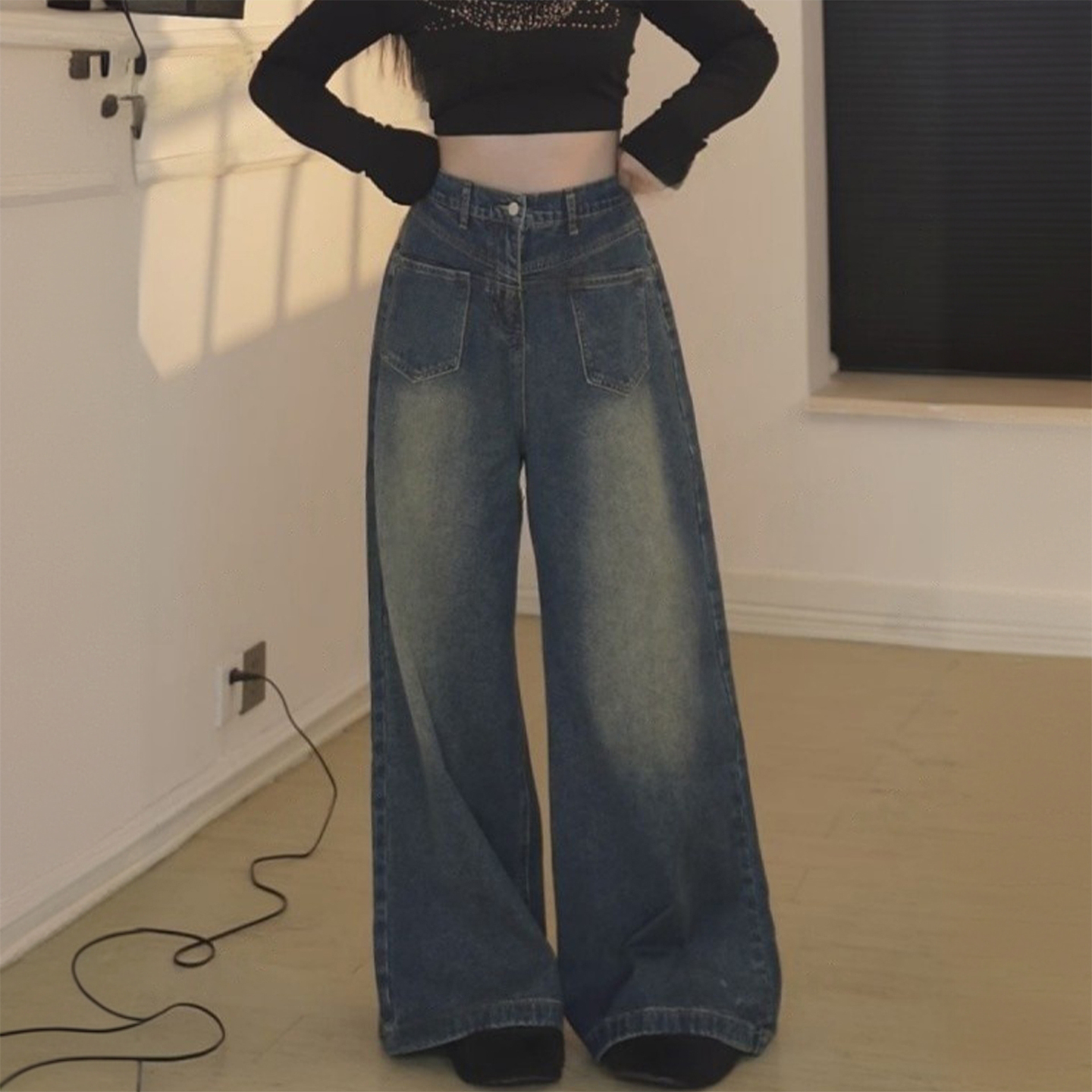 300斤大码美式高街vibe风牛仔裤