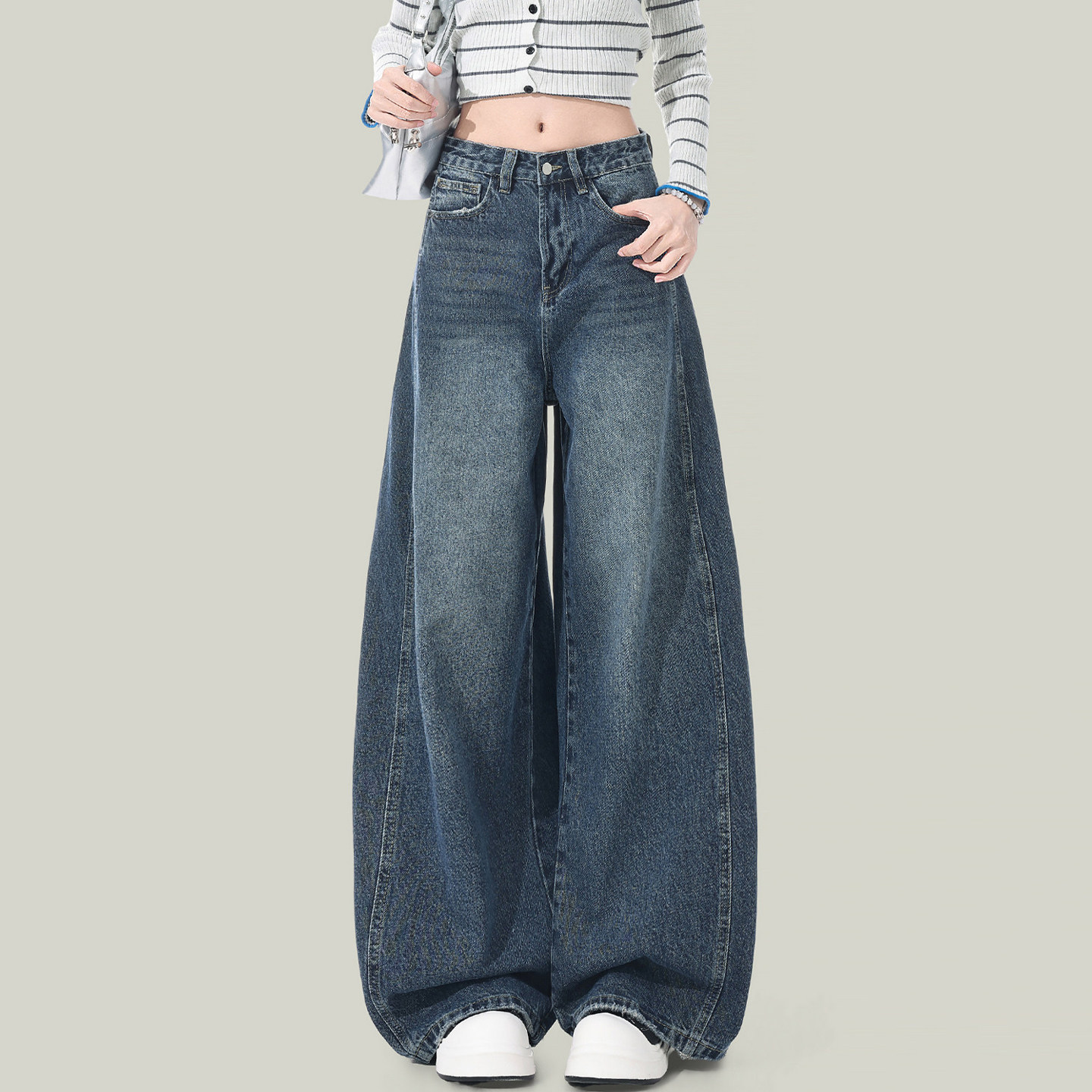 300斤大码女装韩系深蓝色牛仔裤女胖mm梨型身材显瘦遮肉阔腿裤子,女装/女士精品,大码裤装,淘宝优惠券,粉丝福利购,淘宝优惠卷