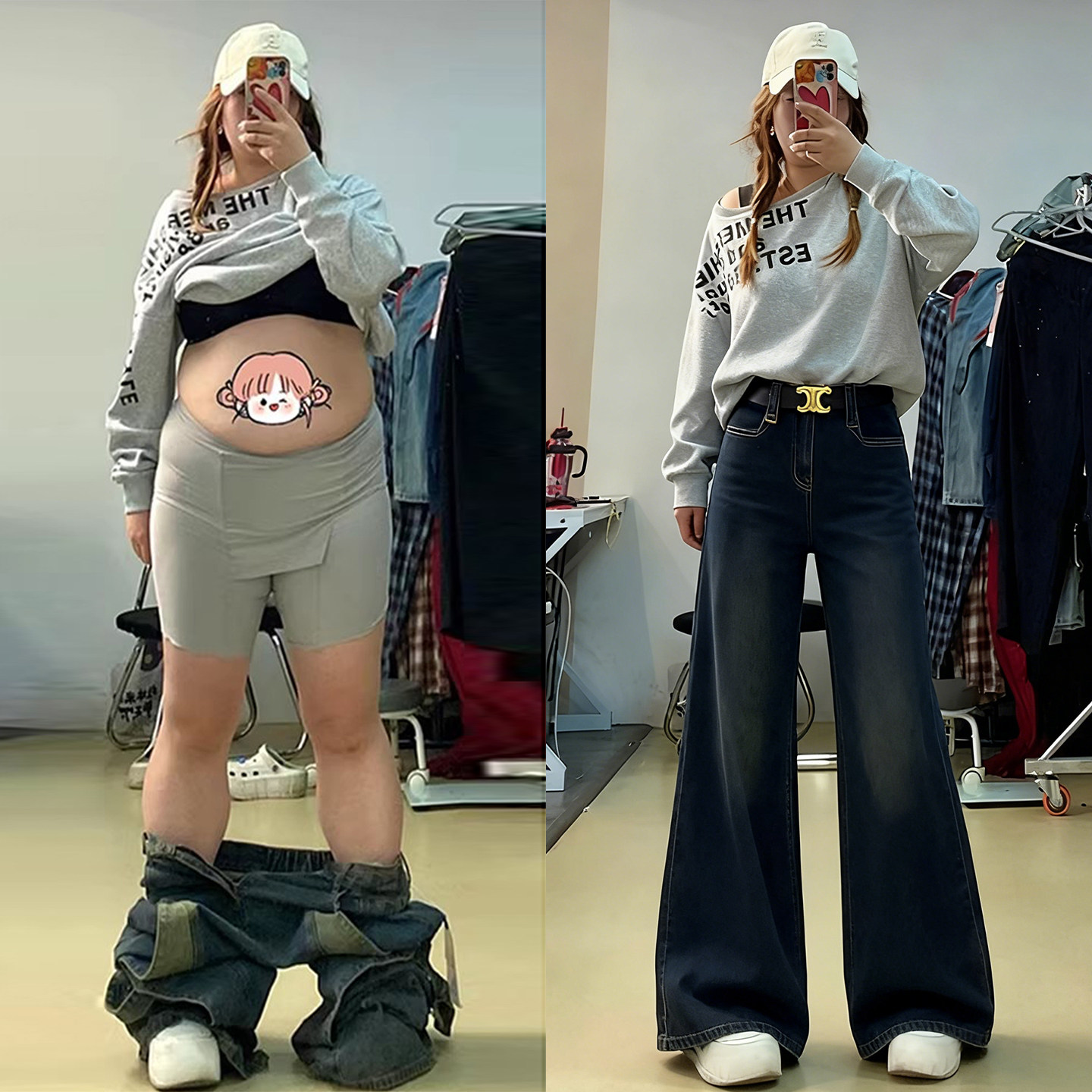 300斤大码女装美式高街蓝色牛仔裤女胖mm慵懒风百搭垂感微喇裤子,女装/女士精品,大码裤装,淘宝优惠券,粉丝福利购,淘宝优惠卷