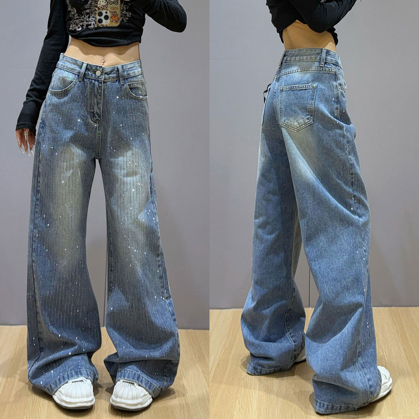 胖mm特大码个性ins韩版牛仔裤女