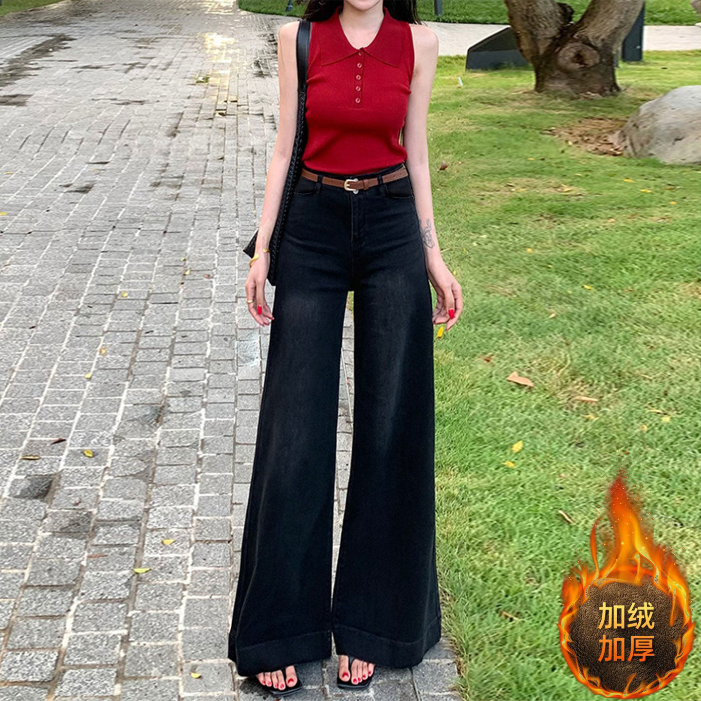 300斤大码女装美式辣妹风黑色加绒牛仔裤女胖mm显瘦加厚微喇裤子,女装/女士精品,大码裤装,淘宝优惠券,粉丝福利购,淘宝优惠卷