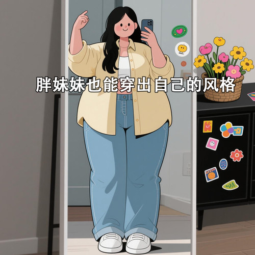 特大码女装小个子显瘦遮肉牛仔裤