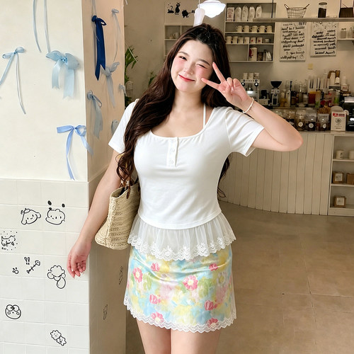 300斤胖mm特大码收腰显瘦上衣女