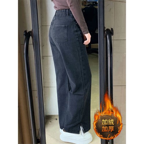 特大码黑灰色ins宽松显瘦长裤女