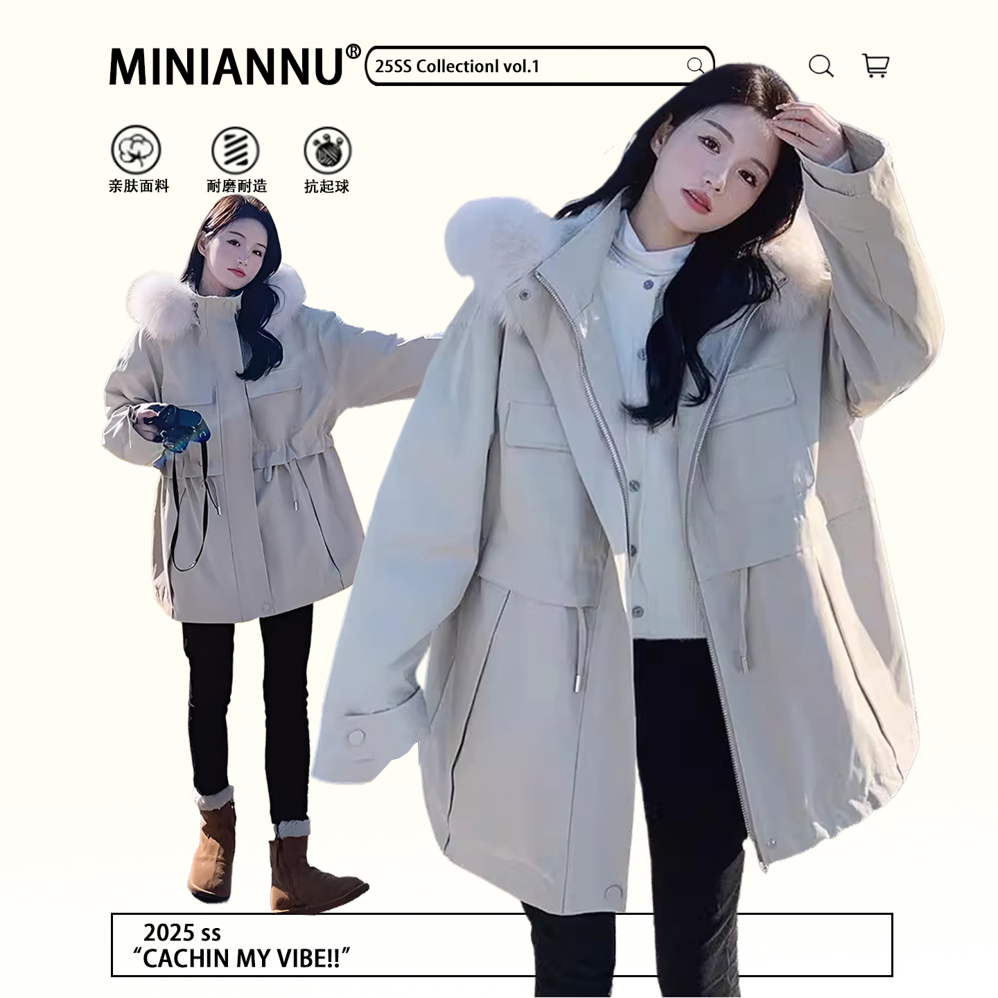 特大码女装美式高级感减龄棉衣女