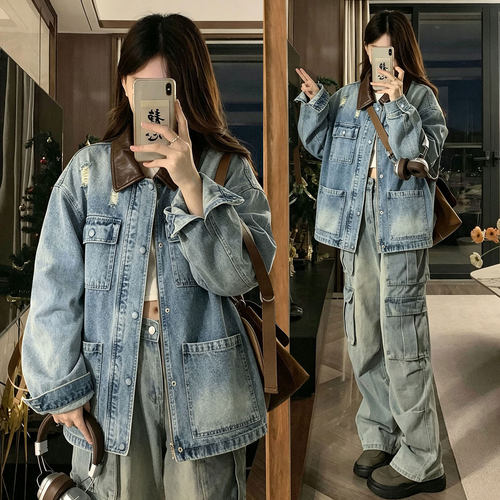 大码女装韩系百搭休闲牛仔外套女