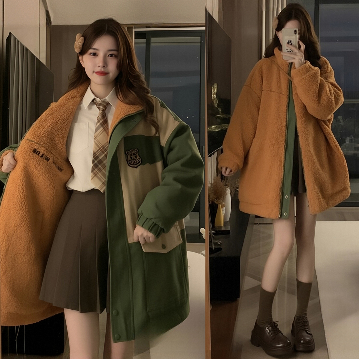 胖mm大码梨型学生休闲派克服棉袄