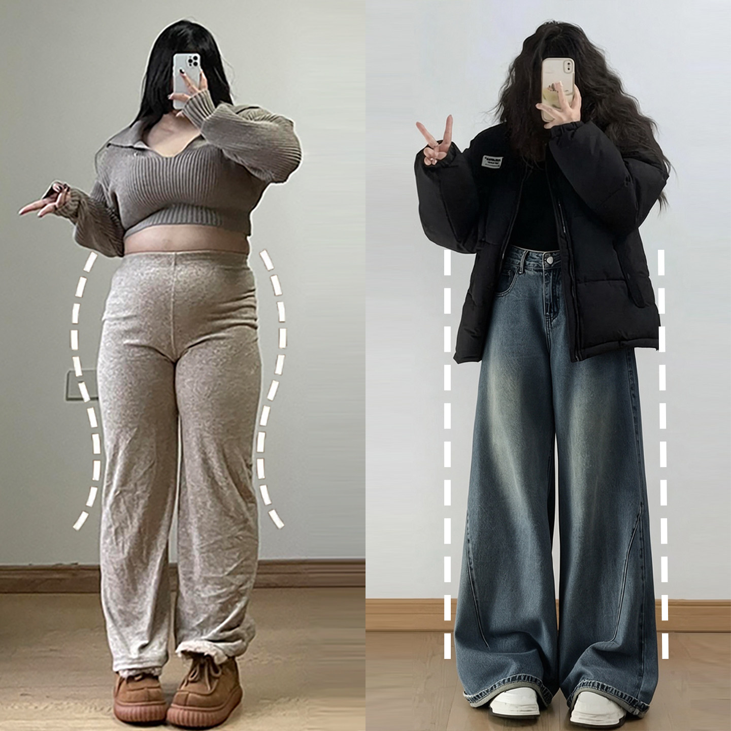 特大码女装胖mm水洗蓝色阔腿牛仔裤女秋冬梨形身材巨遮胯百搭裤子