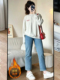 加厚保暖九分裤 胖mm特大码 女秋冬小个子烟管裤 直筒加绒牛仔裤 女装