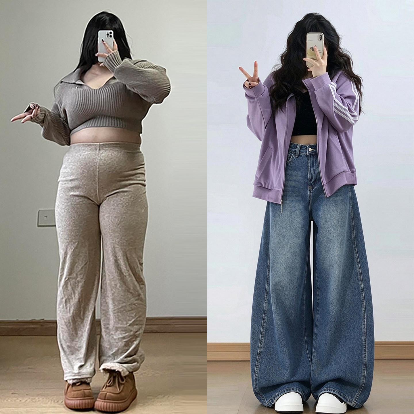 300斤特大码女装蓝色高腰垂感阔腿牛仔裤女胖mm韩式慵懒chic裤子