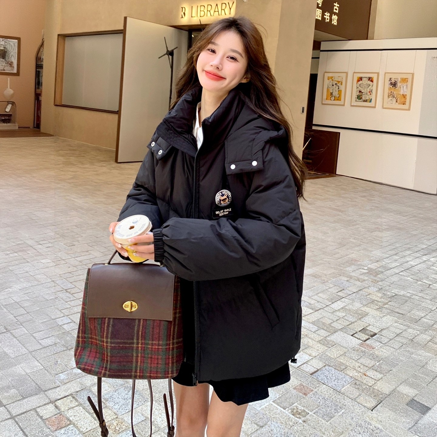 胖mm大码女装韩版宽松羽绒棉服女