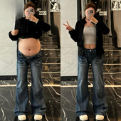 胖mm显瘦阔腿裤 300斤特大码 子 复古高街微喇牛仔裤 女新款 女装 美式