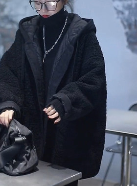 特大码胖mm假两件羊羔绒加厚棉服