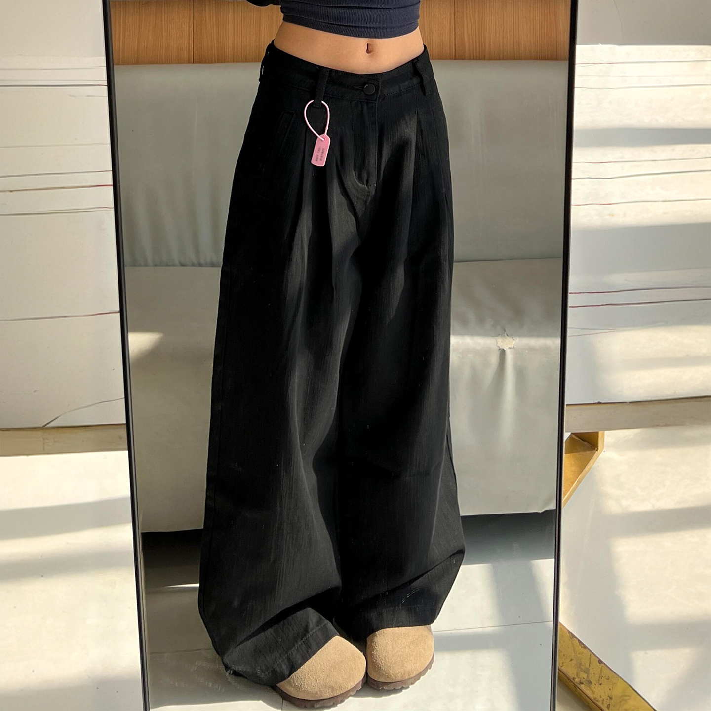 300斤特大码高腰学生直筒裤子女