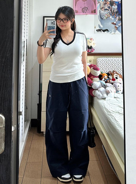 300斤特大码美式复古高街裤子女