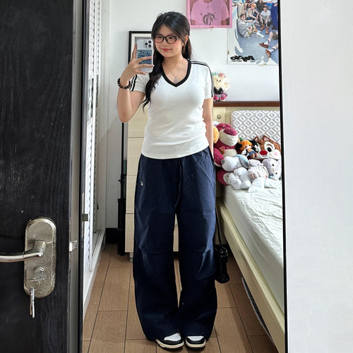 300斤特大码美式复古高街裤子女