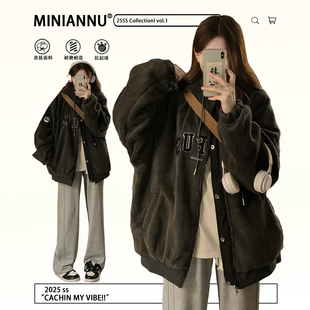 特大码 加厚保暖连帽棉服女胖mm黑色休闲百搭双面穿羊羔毛外套 韩版