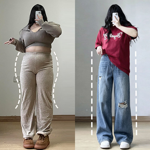 胖mm特大码女装简约百搭牛仔裤女