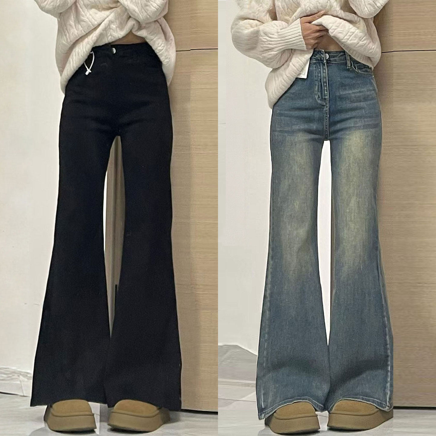 特大码胖mm复古蓝加绒牛仔裤女秋冬弹力厚裤子高街显瘦学生微喇裤,女装/女士精品,大码裤装,淘宝优惠券,粉丝福利购,淘宝优惠卷