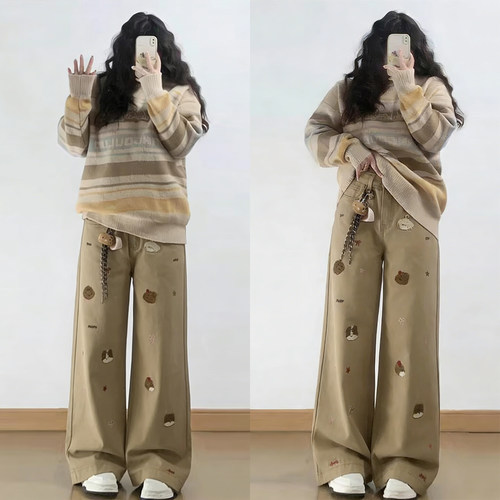 大码胖mm梨型身材遮肉显瘦长裤女