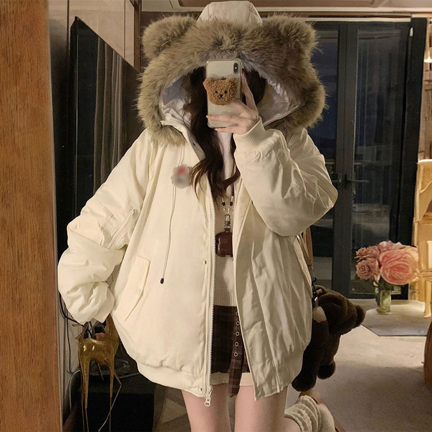 大码女装时尚百搭显瘦毛绒外套女