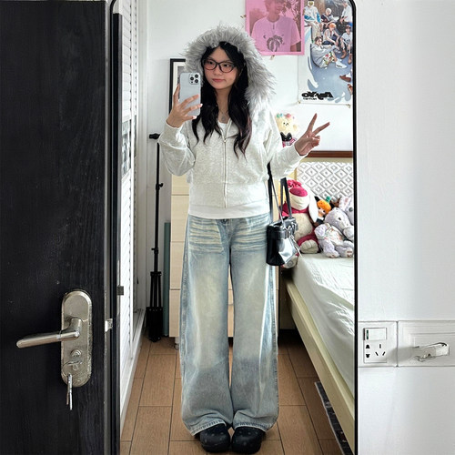 大码女装胖mm美式小众百搭裤子女