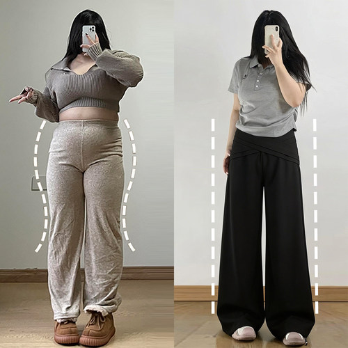胖mm大码慵懒风宽松休闲阔腿裤女