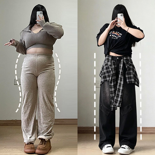 大码女装慵懒风时尚休闲牛仔裤女