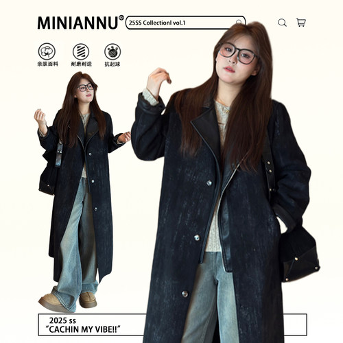 特大码胖mm慵懒风宽松显瘦风衣女