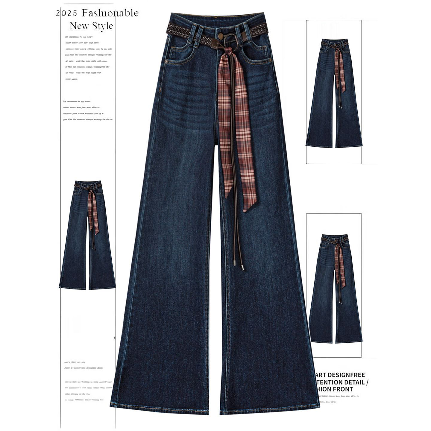 大码女装美式复古宽松阔腿长裤子