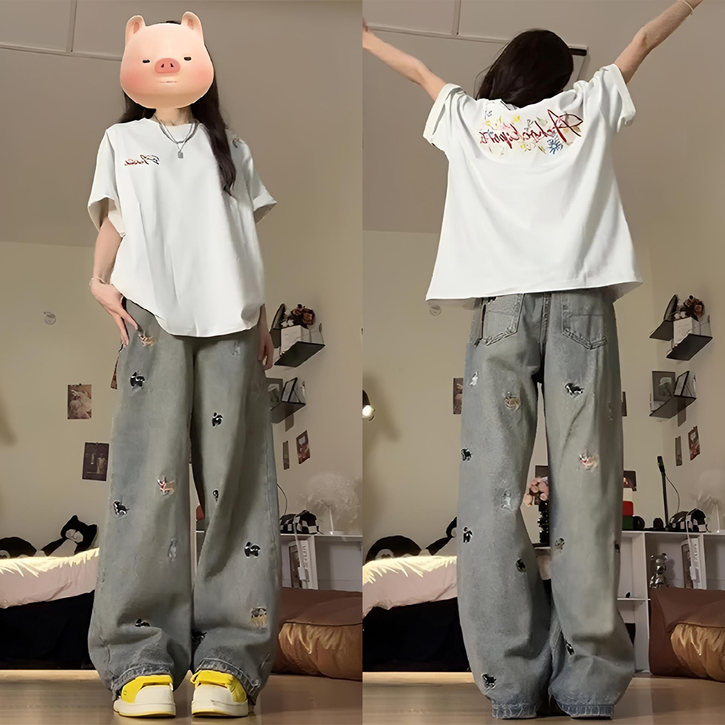 大码女装美式vibe风个性长裤子潮