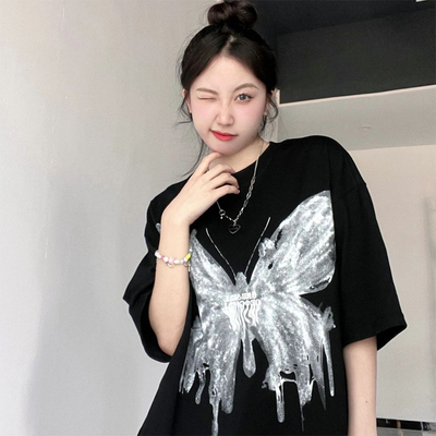 300斤大码女装复古宽松显瘦t恤女