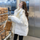 宽松加厚保暖面包服上衣白色简约风超好看 胖mm大码 女装 夹棉棉服