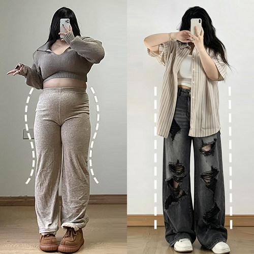 300斤胖mm大码小众破洞牛仔裤女