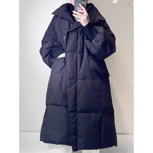 胖mm立领韩版 300斤大码 过膝棉服女冬季 黑色长款 宽松保暖外套 女装
