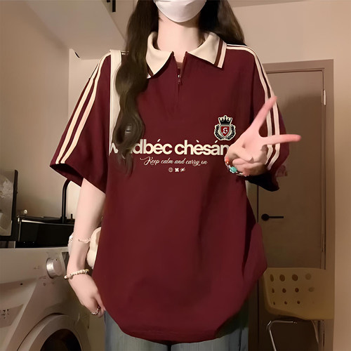 特大码美式复古设计感小众t恤女