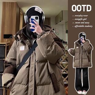 美式 女装 高街棉衣棉服女显瘦学生设计感保暖外套 300斤胖mm大码