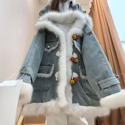 大码女装胖mm时尚简约慵懒风棉服