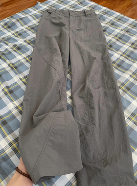 大码女装胖mm美式灰色休闲裤秋季新款显瘦西裤子女宽松百搭阔腿裤