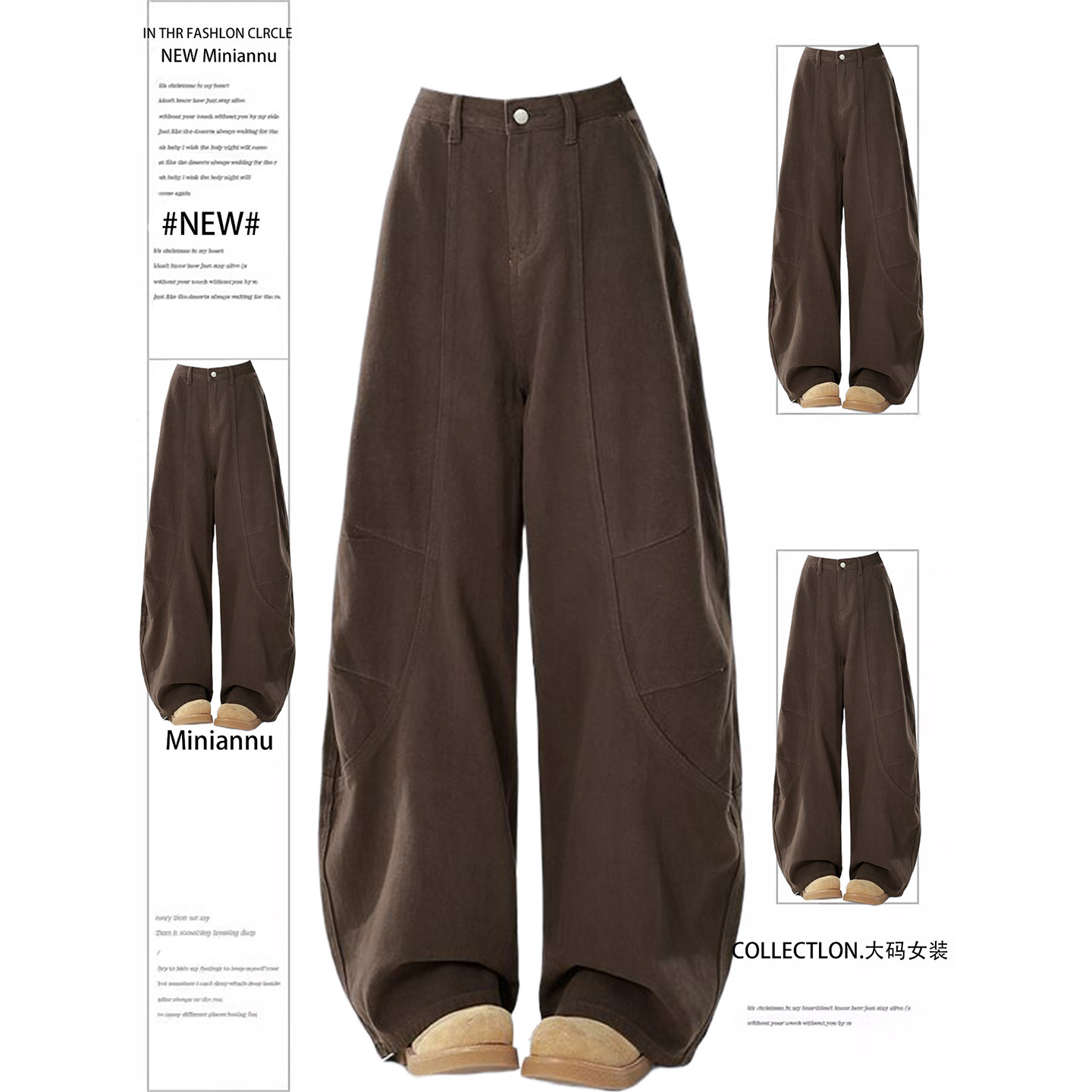 特大码女装胖mm复古工装风牛仔裤女新款裤子美式穿搭弯刀阔腿长裤,女装/女士精品,大码裤装,淘宝优惠券,粉丝福利购,淘宝优惠卷