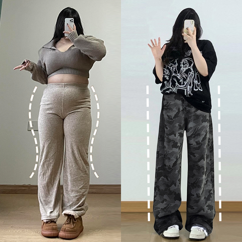特大码女装梨型遮胯显瘦牛仔裤女