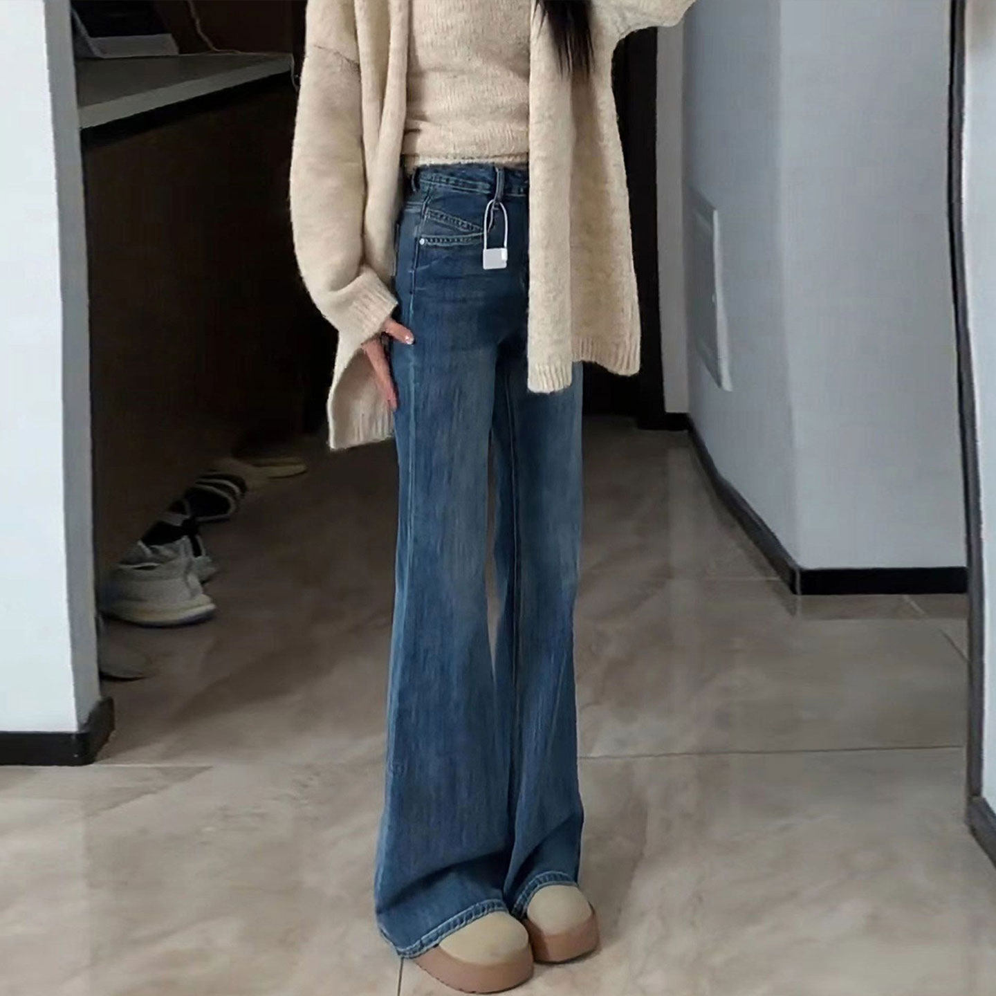 胖mm特大码女装蓝色弹力牛仔裤女韩系穿搭小个子修身百搭喇叭裤子,女装/女士精品,大码裤装,淘宝优惠券,粉丝福利购,淘宝优惠卷