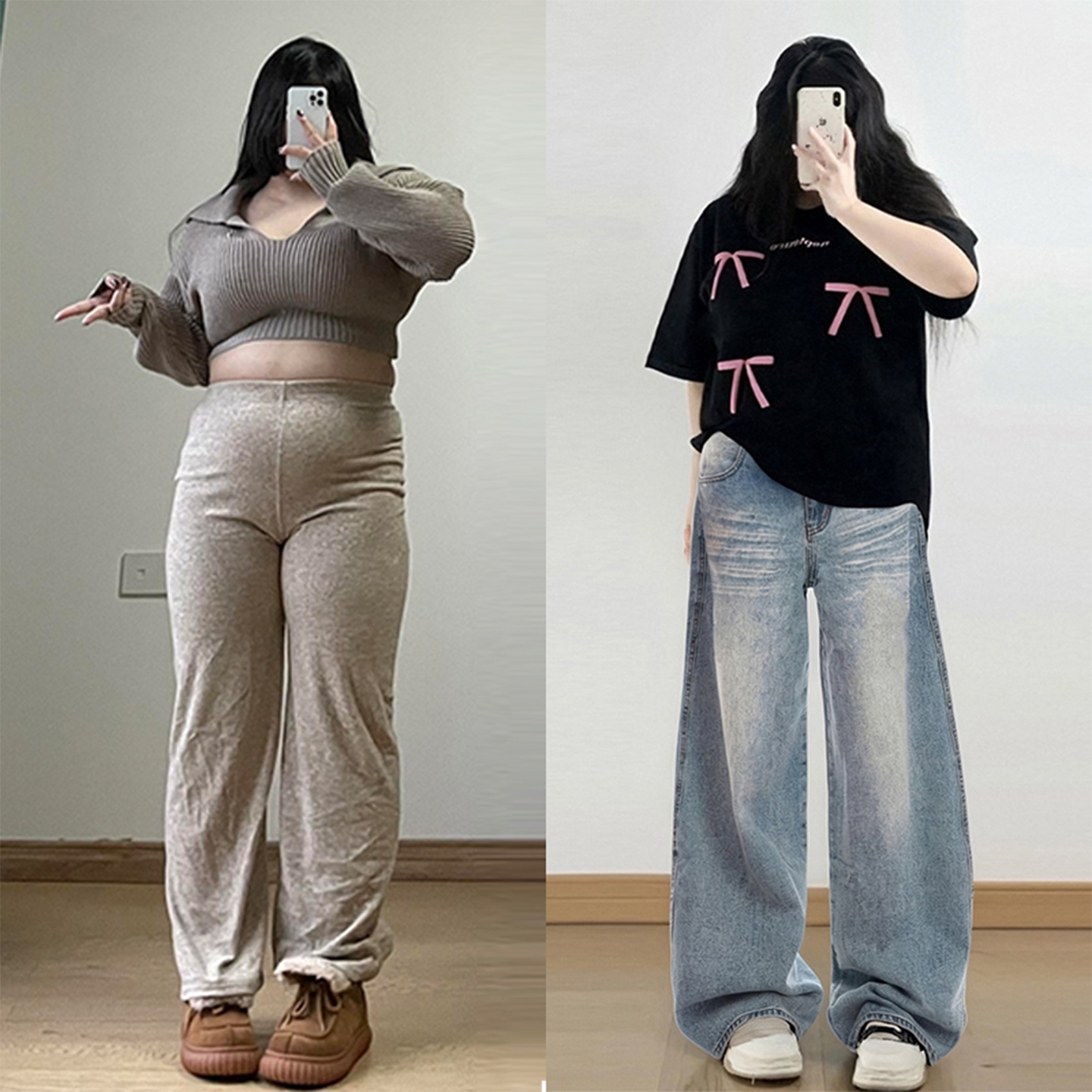300斤大码女装美式高街直筒裤子