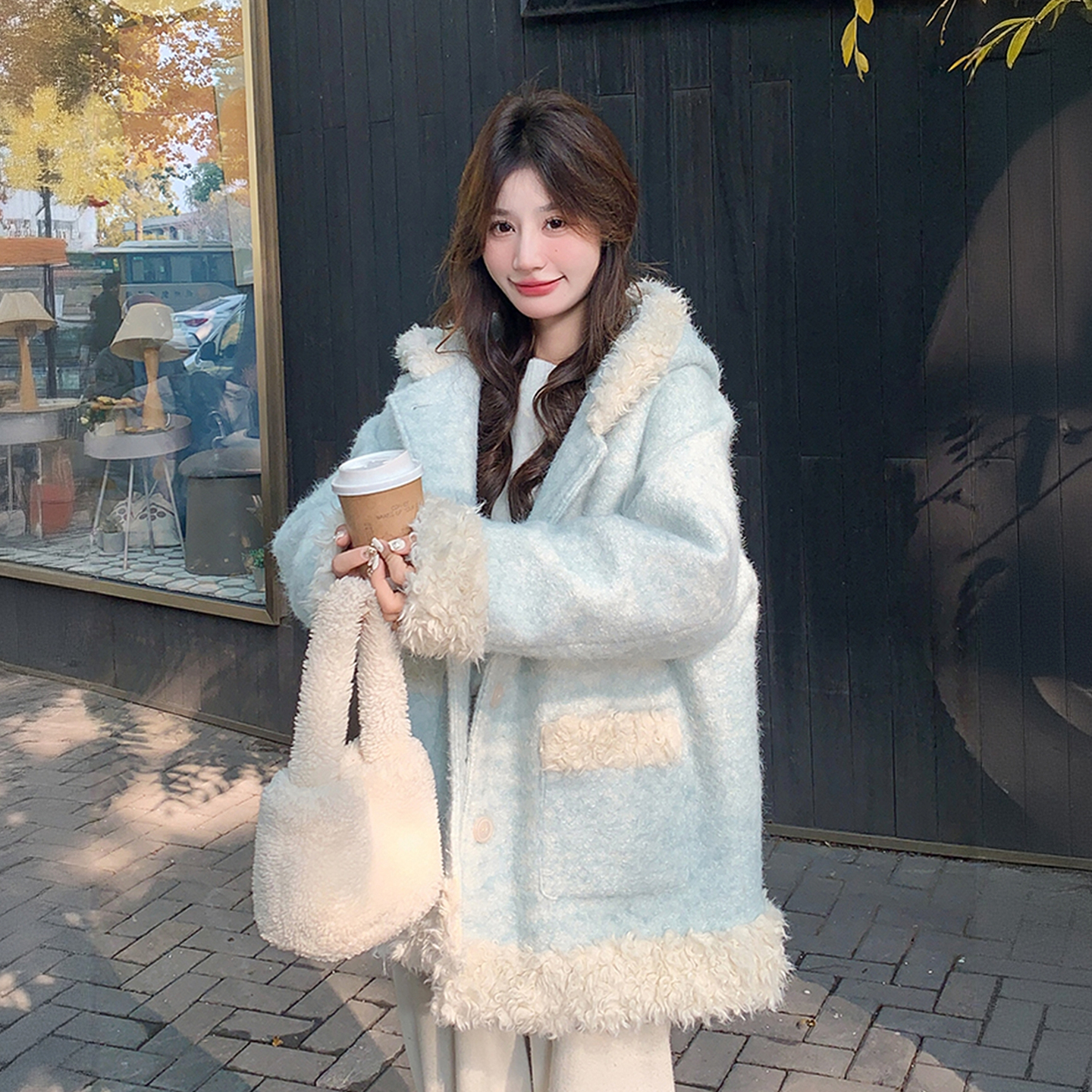 特大码女装拼接撞色设计感外套女